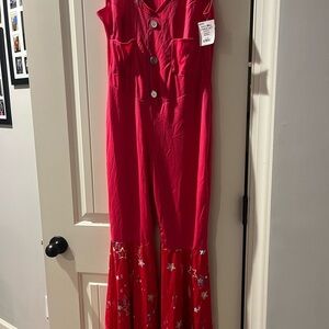 Barbie Western Hot Pink Sleeveless Jumpsuit with Star Accents Halloween Costume